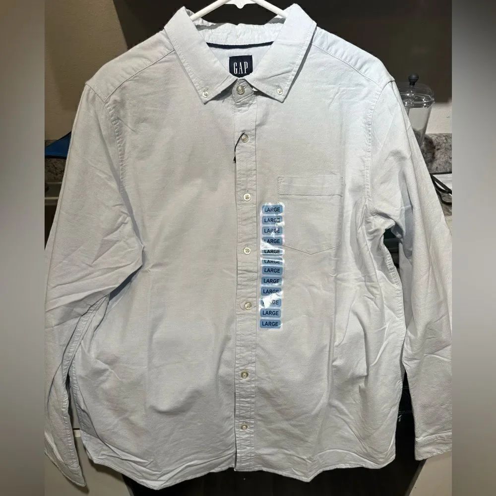 Gap Oxford Long sleeve  cotton cashmere blue button down shirt sz L